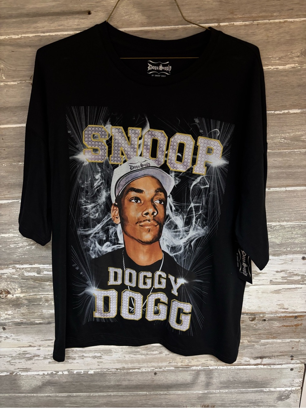 Black Snoop Doggy Dogg Graphic Short Sleeve Tee